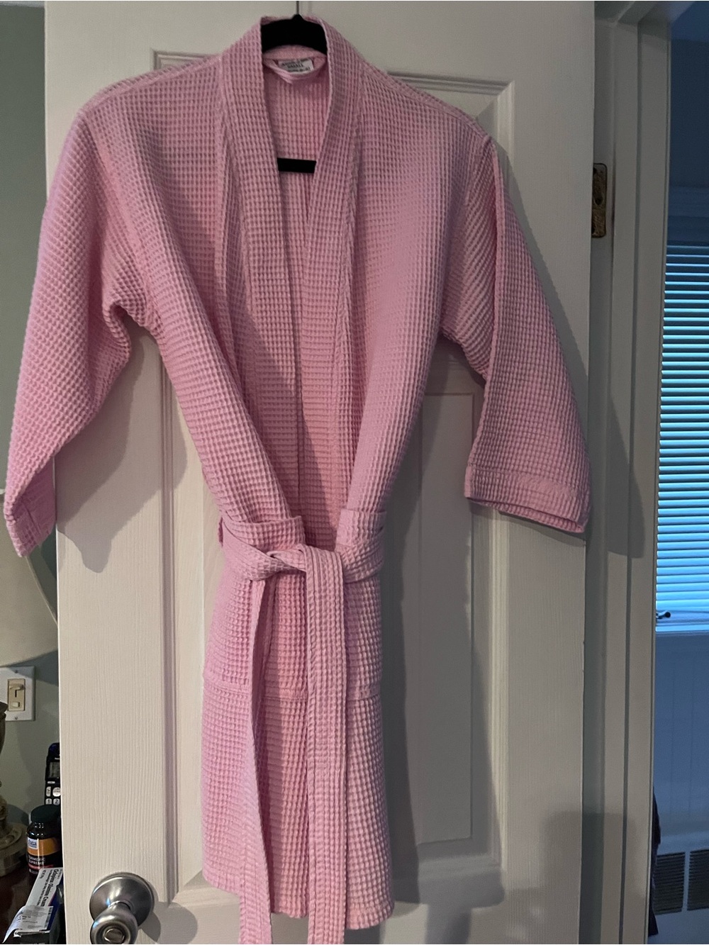 Pink Waffle-Knit Bath Robe - Junior